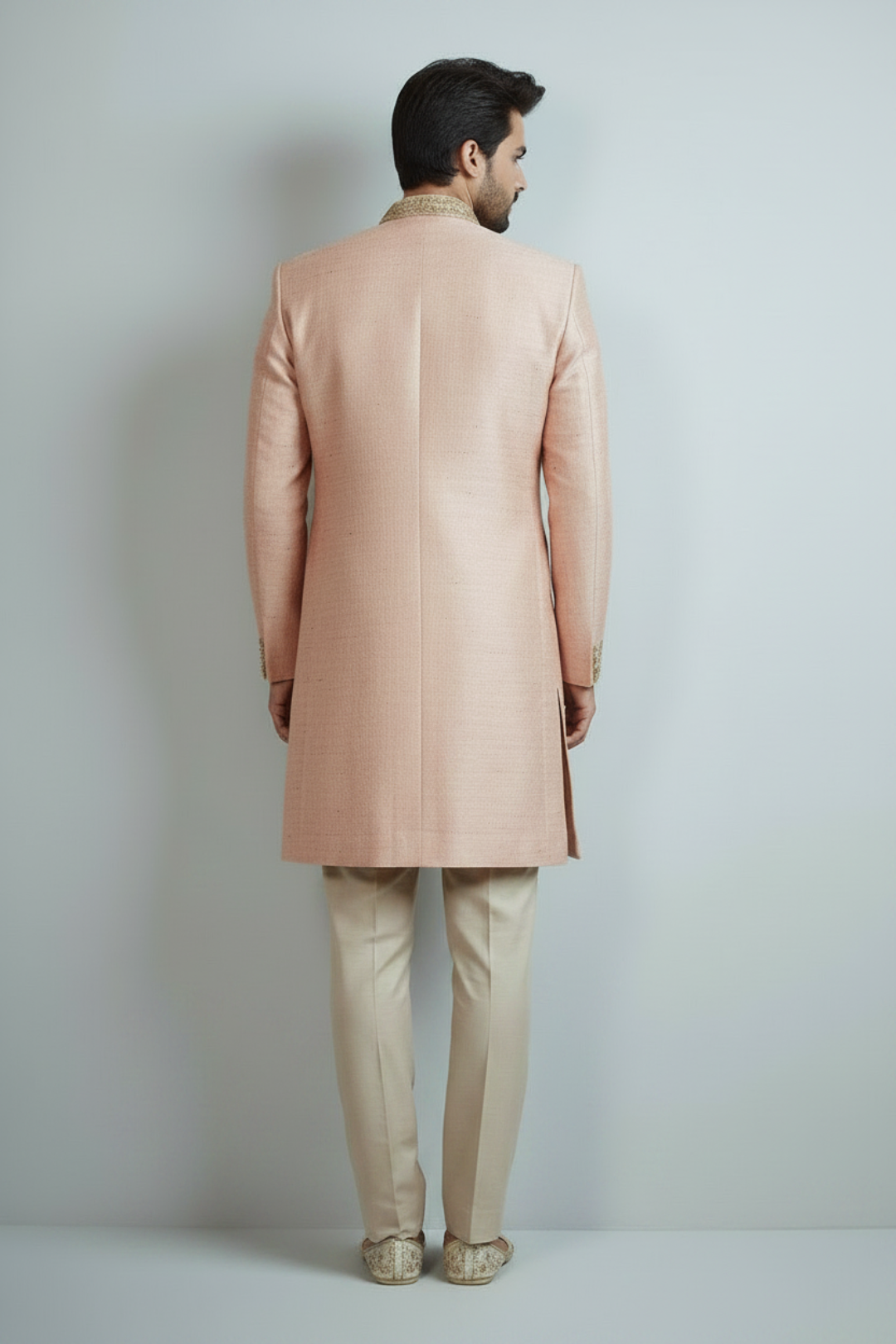 Blush Pink Embroidered Indo-Western for Men | Premium Wedding & Reception Wear