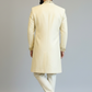 Off-white pure raw silk sherwani with zardozi work