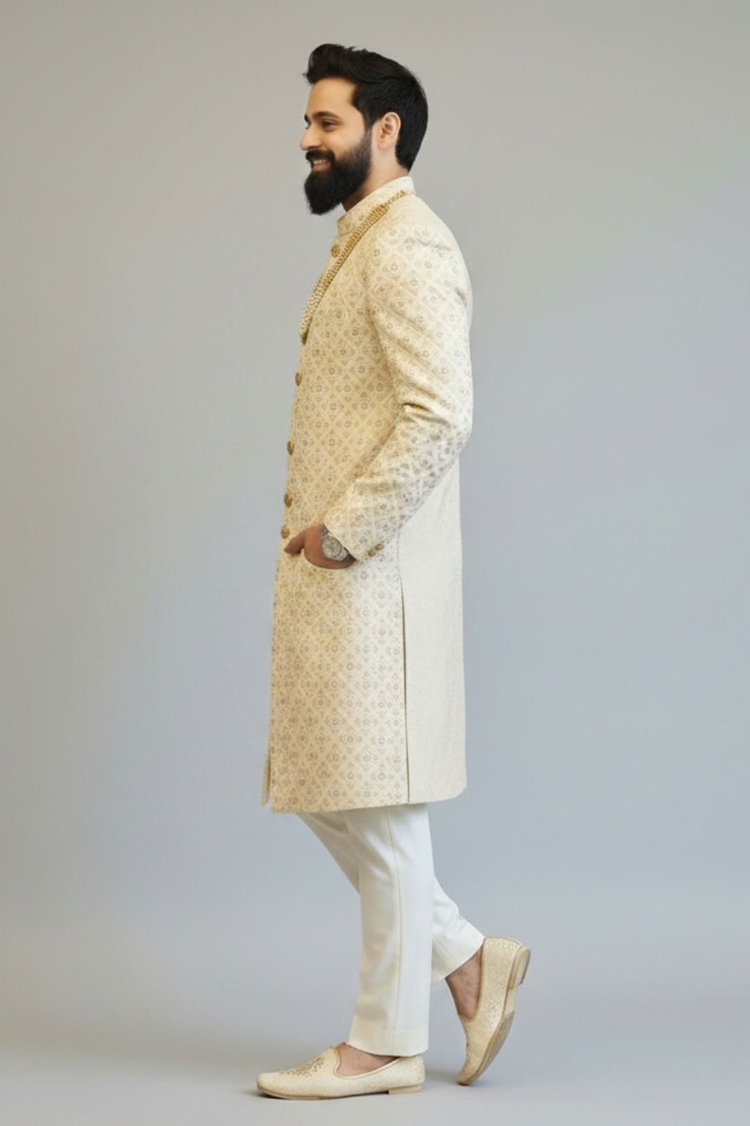 Heavy Embroided Chikan kari sherwani