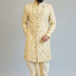 Geometric Floral Sherwani In pure raw silk