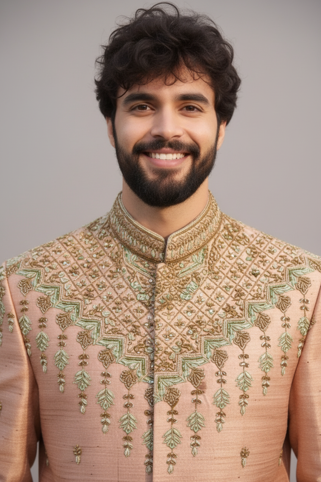 Premium Blush Pink Wedding Sherwani for Men with Embroidery