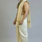 Man wearing a traditional beige dhoti with a white background