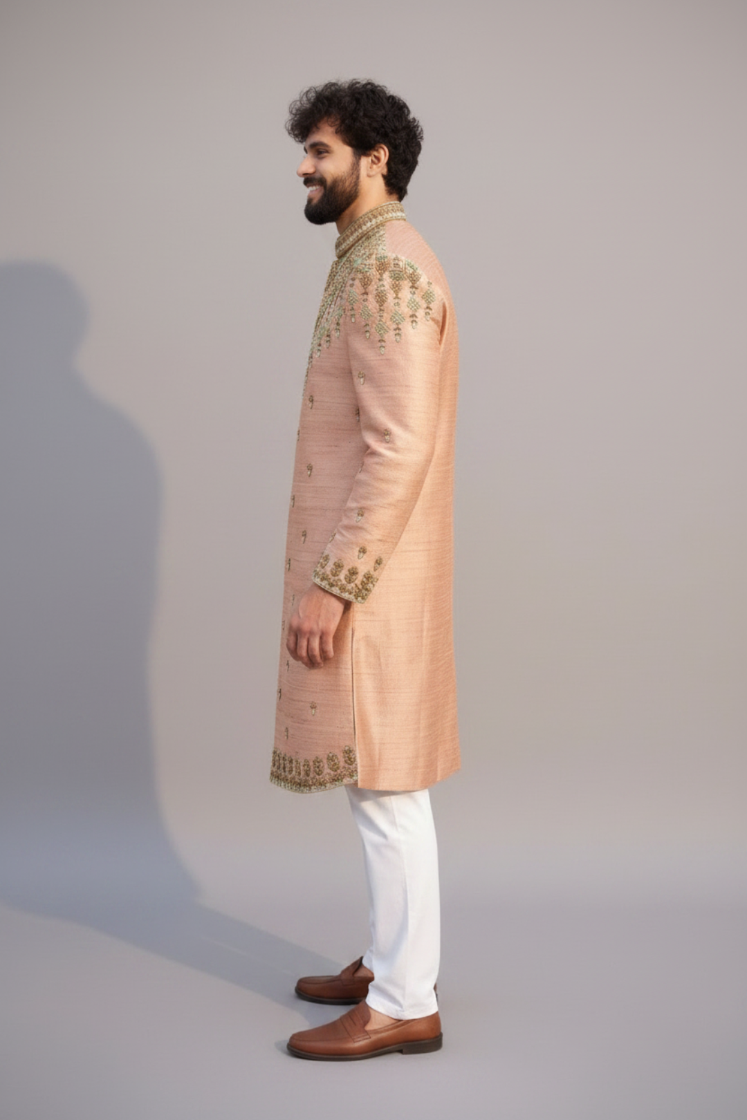 Premium Blush Pink Wedding Sherwani for Men with Embroidery