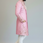 Pink raw silk placement embroidered sherwani