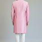 Pink raw silk placement embroidered sherwani