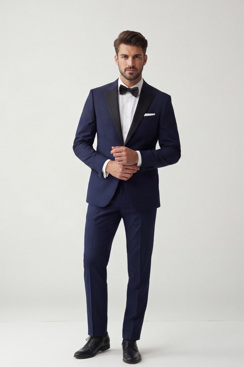 Navy Blue Tuxedo Suit for Men – Slim Fit Formal Wedding & Evening Wear