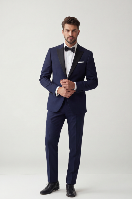 Navy Blue Tuxedo Suit for Men – Slim Fit Formal Wedding & Evening Wear