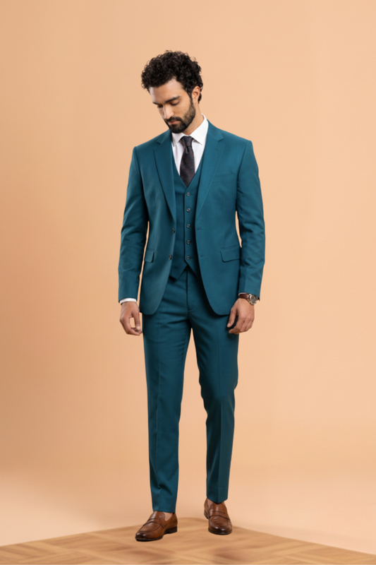 Teal Blue 3 Piece Suit – Signature Groom Look | Groom2B