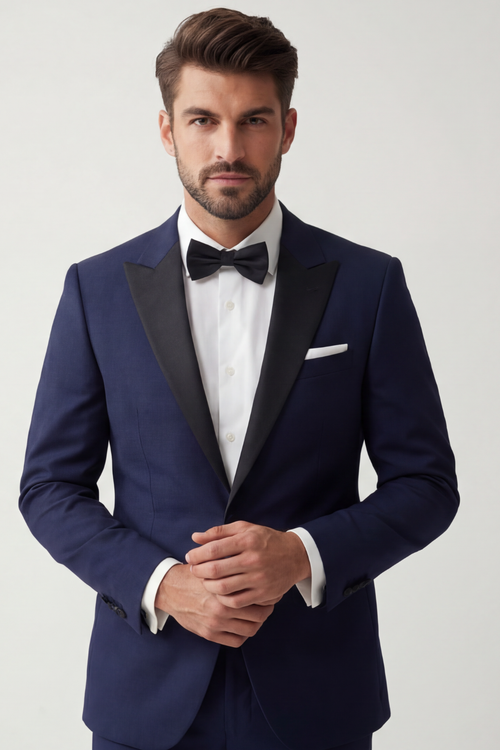 Navy Blue Tuxedo Suit for Men – Slim Fit Formal Wedding & Evening Wear