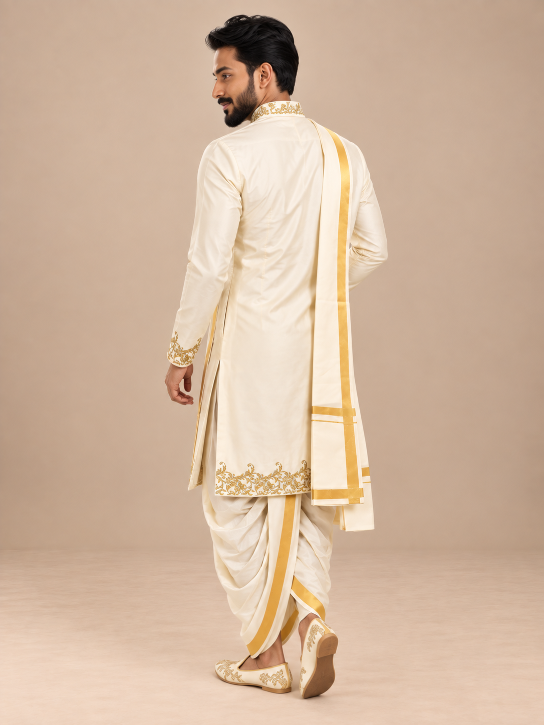 Zardozi Embroidered Pure Pattu Kurta Set