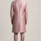 Mauve Raw Silk Sherwani with Silver Architectural Embroidery & Churidar