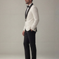 Men’s White Tuxedo Blazer with Black Satin Lapel – Slim Fit Formal Evening Suit