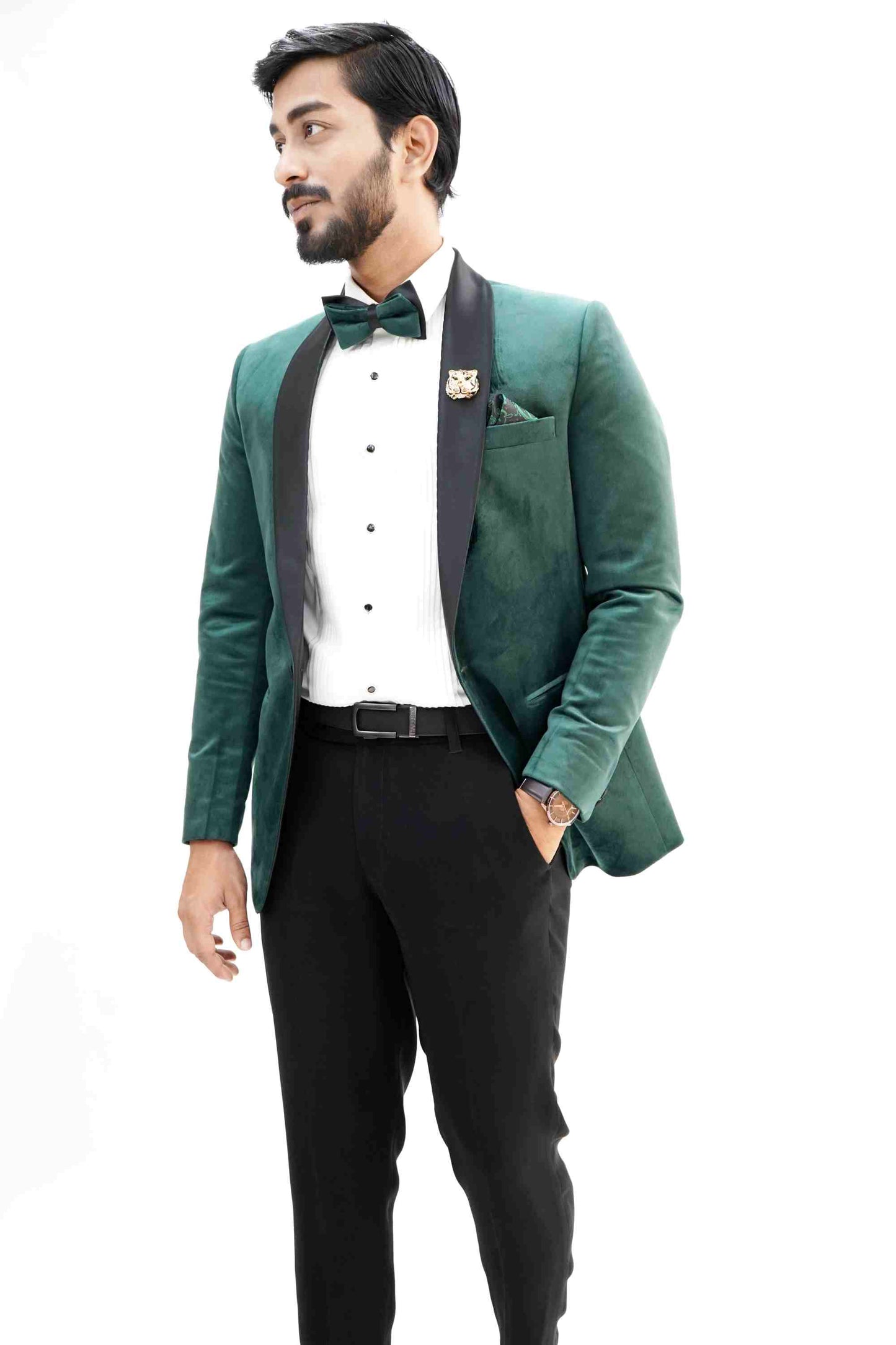 Bottle Green Suede Classic Tuxedo