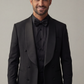 Men’s All-Black Tuxedo Suit – Slim Fit Satin Lapel Formal Evening Wear