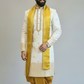 White Embroidered Kurta for Men with Gold Zari Detailing – Elegant Wedding & Festive Ethnic Wear