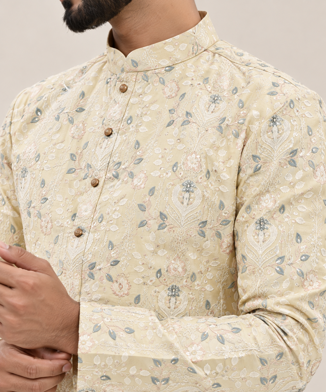 Multi-Colored Machine embroided kurta