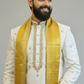 White Embroidered Kurta for Men with Gold Zari Detailing – Elegant Wedding & Festive Ethnic Wear
