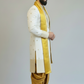 White Embroidered Kurta for Men with Gold Zari Detailing – Elegant Wedding & Festive Ethnic Wear