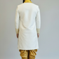 White Embroidered Kurta for Men with Gold Zari Detailing – Elegant Wedding & Festive Ethnic Wear