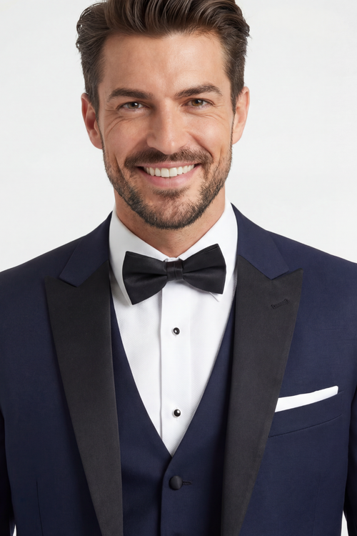 Men’s Navy Blue 3-Piece Tuxedo Suit – Slim Fit Formal Wedding & Evening Wear