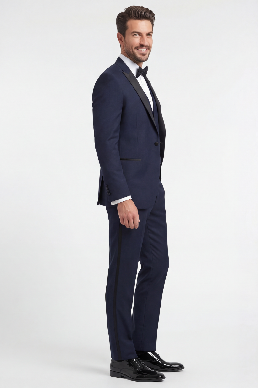 Men’s Navy Blue 3-Piece Tuxedo Suit – Slim Fit Formal Wedding & Evening Wear