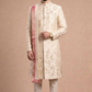 Timeless Romance: Cream Silk Sherwani with Floral Threadwork