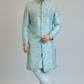 Men’s Powder Blue Self-Textured Embroidered Sherwani – Premium Wedding Wear