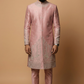 Mauve Raw Silk Sherwani with Silver Architectural Embroidery & Churidar