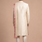 Timeless Romance: Cream Silk Sherwani with Floral Threadwork