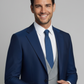 Men’s Royal Blue Three Piece Suit – Slim Fit Formal Wedding & Business Suit with Grey Waistcoat