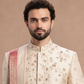 Timeless Romance: Cream Silk Sherwani with Floral Threadwork