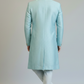 Men’s Powder Blue Self-Textured Embroidered Sherwani – Premium Wedding Wear