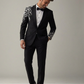 Men’s Black Embroidered Tuxedo Suit – Slim Fit Designer Wedding & Party Wear