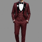 Luxury Wine Red 3-Piece Tuxedo Suit for Men – Slim Fit Wedding & Reception Blazer Set