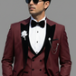 Luxury Wine Red 3-Piece Tuxedo Suit for Men – Slim Fit Wedding & Reception Blazer Set
