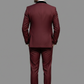 Luxury Wine Red 3-Piece Tuxedo Suit for Men – Slim Fit Wedding & Reception Blazer Set