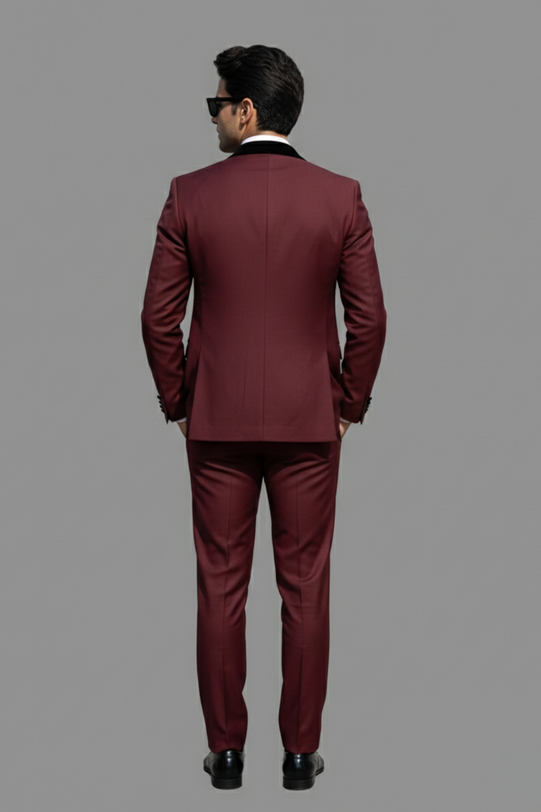 Luxury Wine Red 3-Piece Tuxedo Suit for Men – Slim Fit Wedding & Reception Blazer Set
