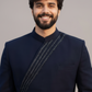 Luxury Navy Blue Asymmetric Indo-Western Outfit for Men