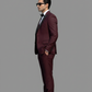 Elegant Wine Maroon 3-Piece Tuxedo Suit for Men – Slim Fit Satin Lapel Wedding Suit