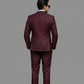 Elegant Wine Maroon 3-Piece Tuxedo Suit for Men – Slim Fit Satin Lapel Wedding Suit