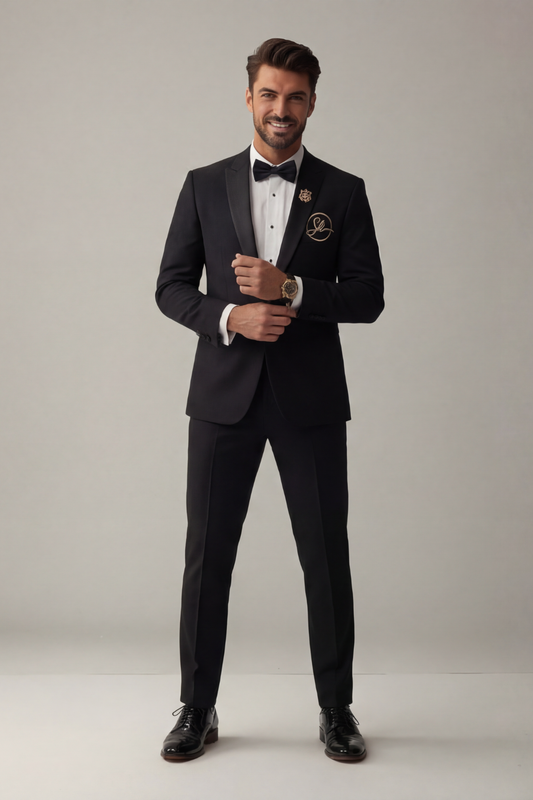Classic Black 3-Piece Tuxedo Suit for Men – Slim Fit Formal Wedding & Evening Wear