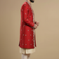 Traditional Red Sherwani Set with Handcrafted Detailing