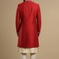 Traditional Red Sherwani Set with Handcrafted Detailing