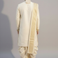 Ivory Pattu Pancha with Elephant & Floral Zari Embroidery – Traditional South Indian Wedding Groom Outfit
