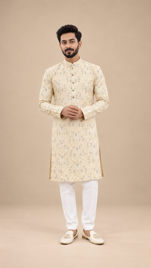Multi-Colored Machine embroided kurta