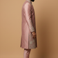 Mauve Raw Silk Sherwani with Silver Architectural Embroidery & Churidar
