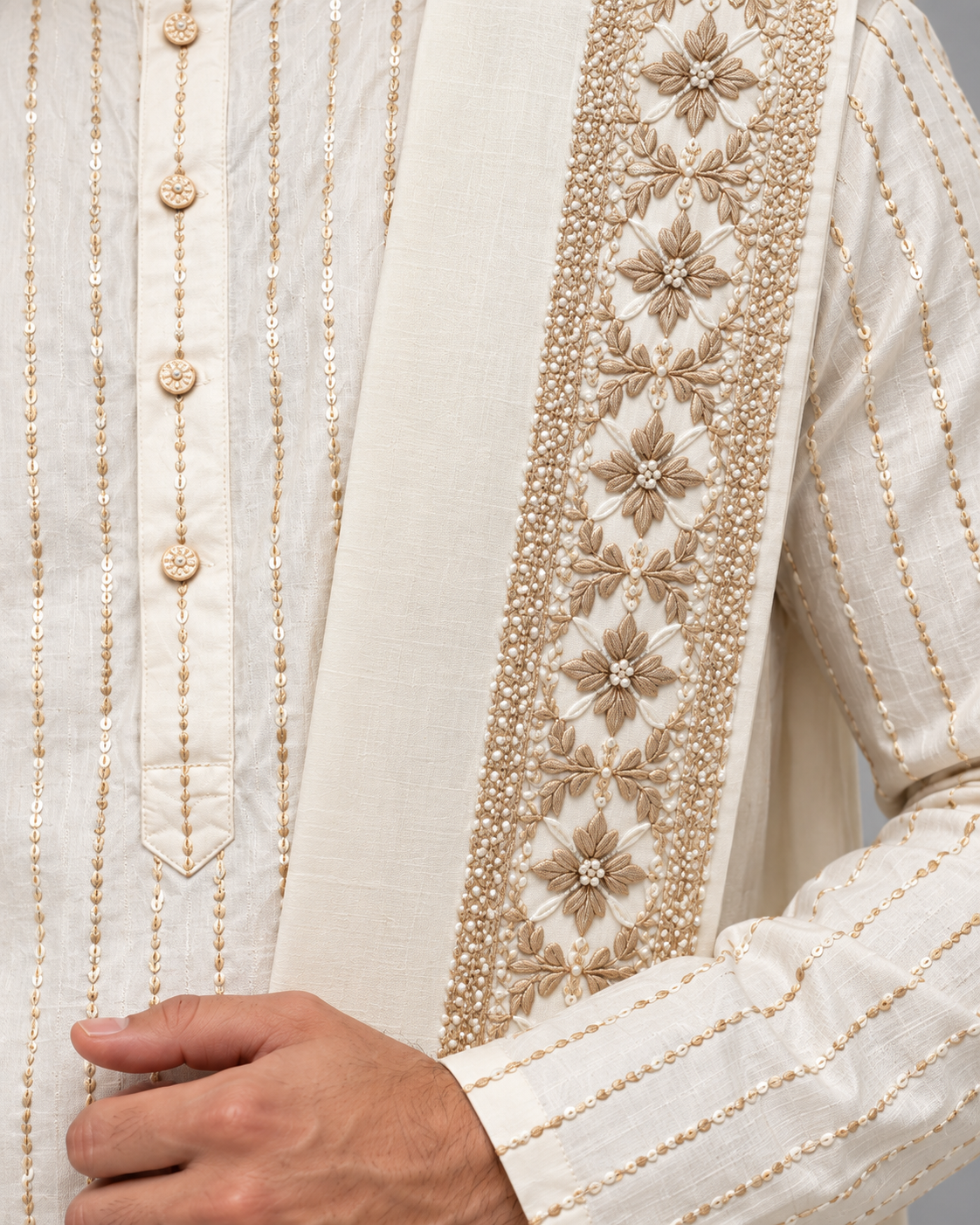 Ivory Embroidered Kurta Pancha Set