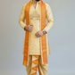 Ivory Gold Balaji Embroidered with Pomna Pattu Pancha Set