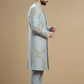 Men’s Designer Blue Sherwani with Gold Floral Embroidery