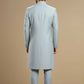 Men’s Designer Blue Sherwani with Gold Floral Embroidery